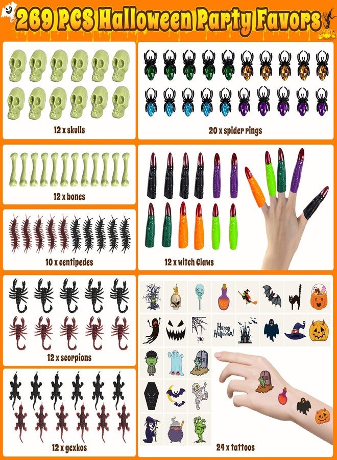spring flower SpringFlower 269Pcs Halloween Party Favors Bulk, Halloween Party Supplies, Goodie Bags Stuffers, Halloween-Themed Toys for Trick or Treat Classroom Prizes Gifts for Kids - Image 3
